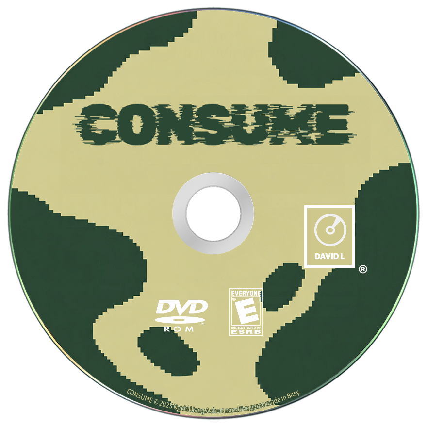 Consume CD cover with pixelated green organic shapes