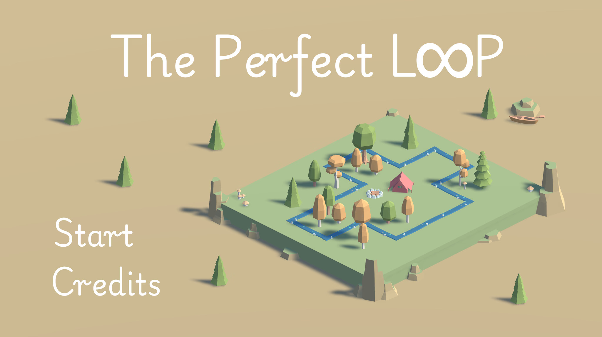 The Perfect LOOP title screen with a river winding through a forest puzzle