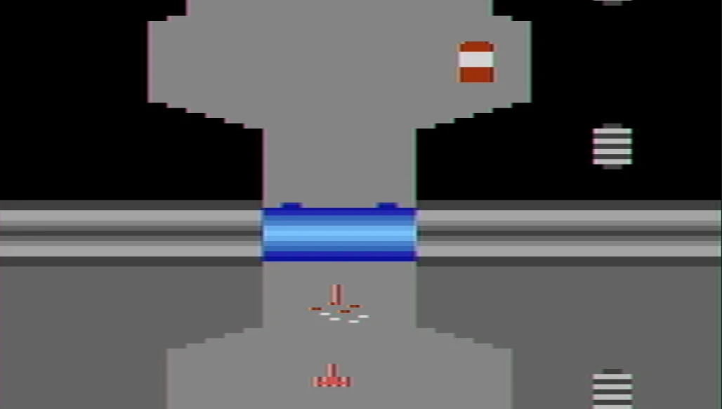 Redesigned River Raid gameplay with a gray Death Star environment