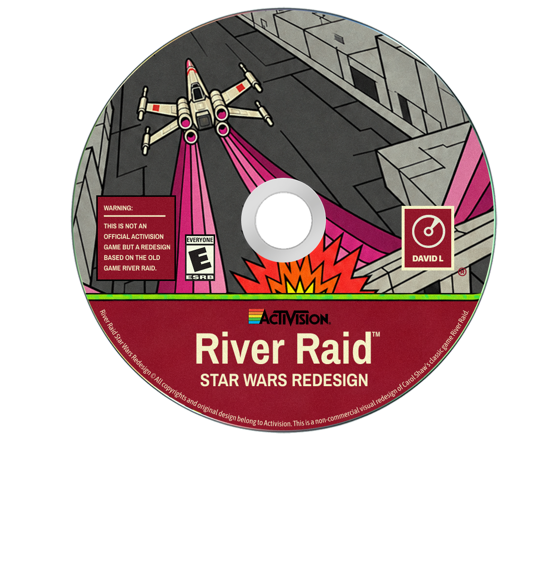 River Raid Star Wars Redesign CD cover with an X-wing in the Death Star trench
