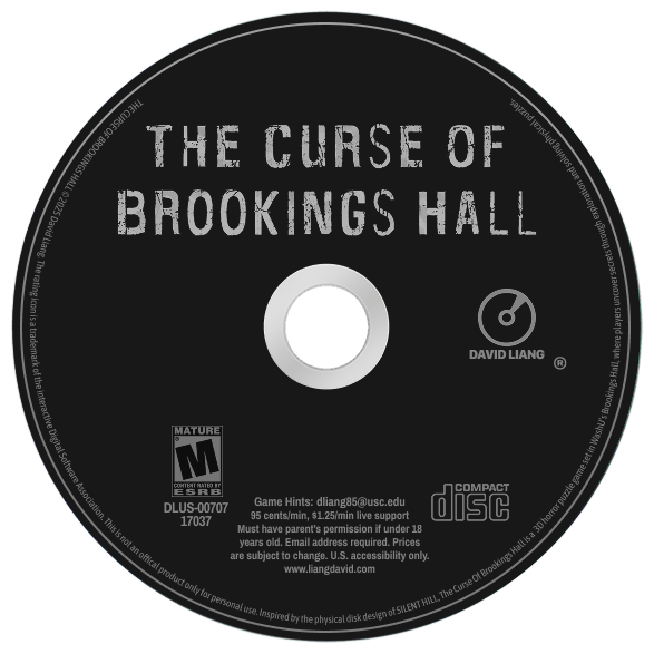 The Curse of Brookings Hall black CD cover with distressed white lettering